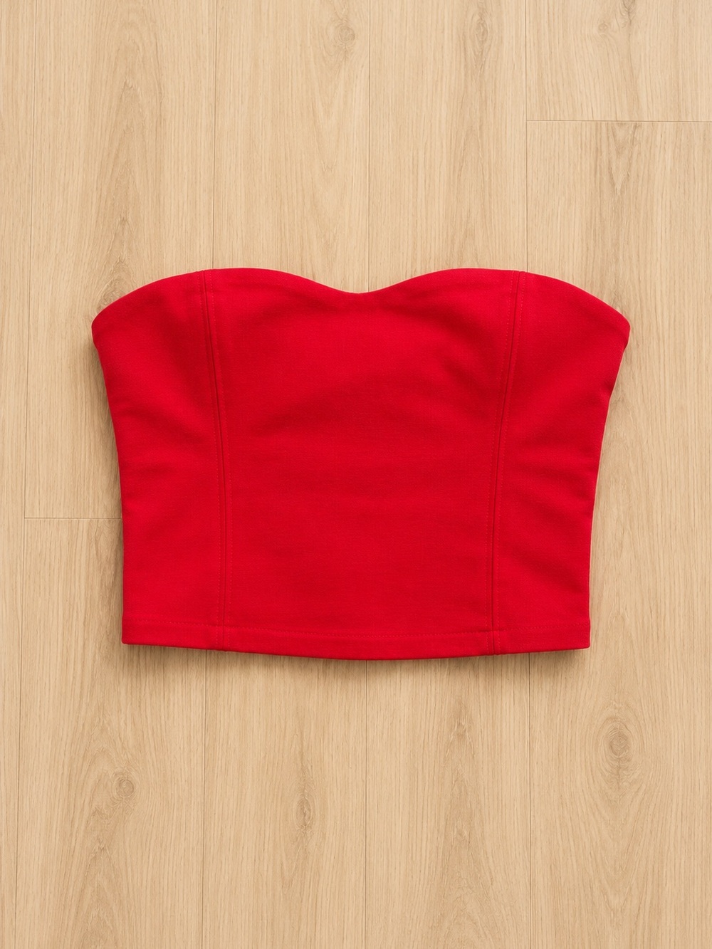 Aritzia Babaton - Strapless Red Bandeau Crop Top Sweetheart Neckline